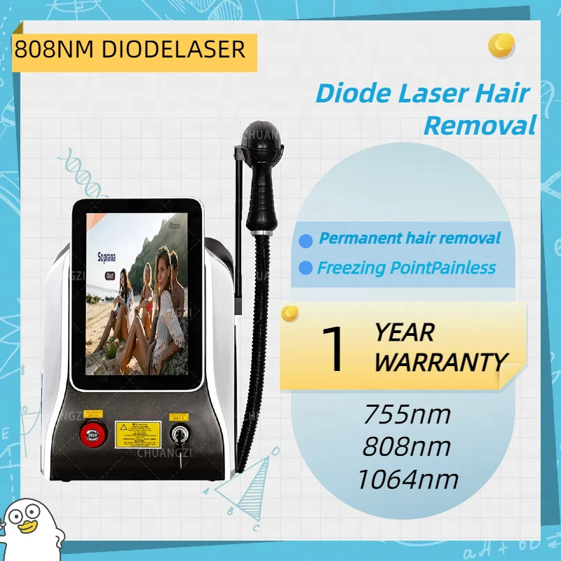 

Diode Laser 755 808 1064nm Multi Wavelengths Hair Removal Machine Cooling Head Painless Laser Epilator Face Body Hair Removal