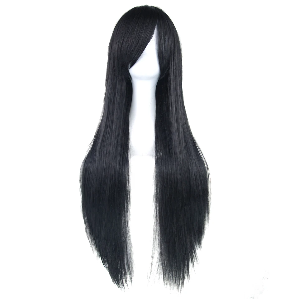 Peluca Sintética Negra Cosplay Lacia Larga Hinata Hyuga Cosplay Peluca Enma Ai Disfraz 2