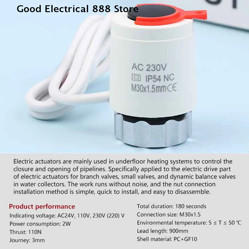 Heating Electric Heating Home Expansion Valve 230V NC Valve N58A IP54 Electric Thermal Actuator Radiator For Manifold Underfloor