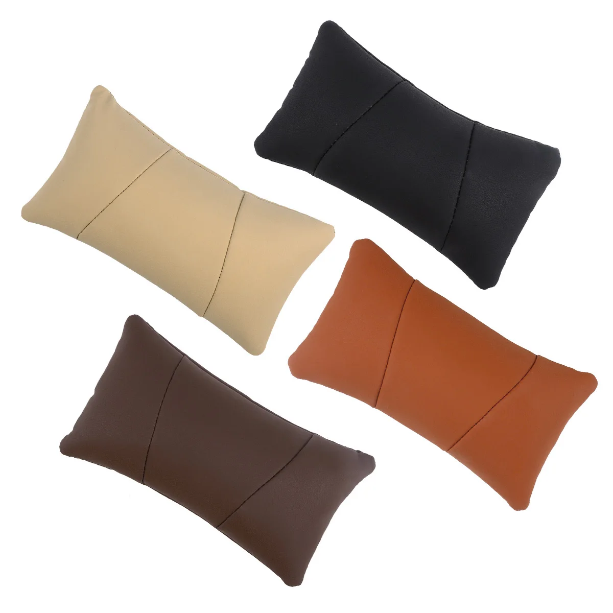 Black Headrest Pillow Breathable PU Car Seat Neck Support No Fading Sweatproof Memory Cotton Lumbar Cushion