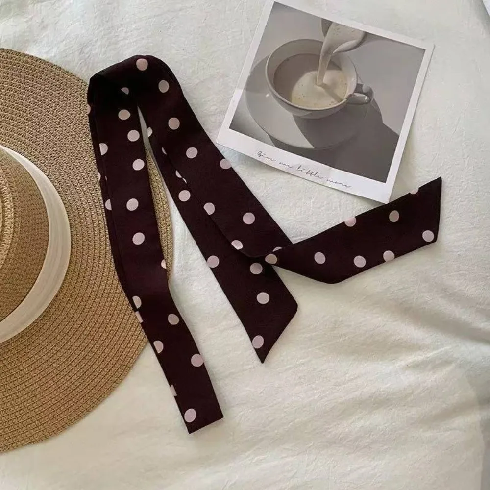 

Korean Style Polka Dot Long Narrow Scarf Striped Print Grid Chiffon Neck Bandana DIY Decorative Choker Women