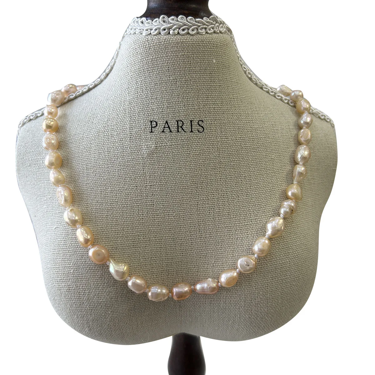 16 inch 100% nature FRESHWATER PEARL NECKLACE ,baroque pearl choker necklace ,stainless steel pvd gold clasp waterproof