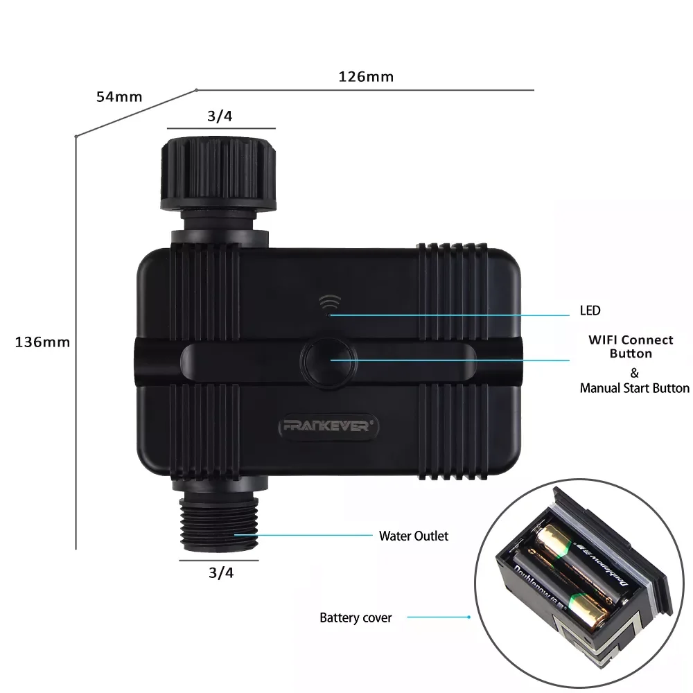 FrankEver Automatic Watering Smart Alexa Bluetooth Watering Timer Garden Irrigation Controller Battery Operated for Garden Yard