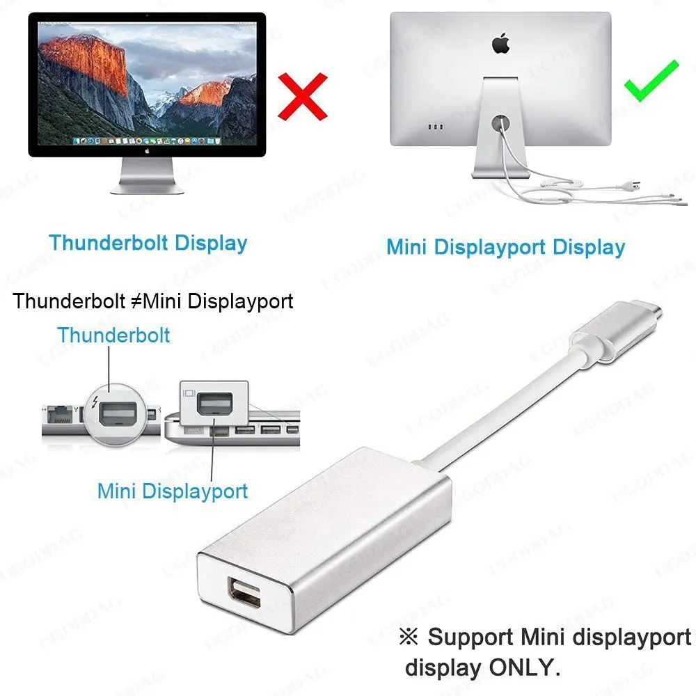 4K USB C na Mini DP 60Hz USB 3.1 typ C na Mini Port wyświetlacza Adapter Thunderbolt 3 na Mini DP konwerter dla MacBook Pro