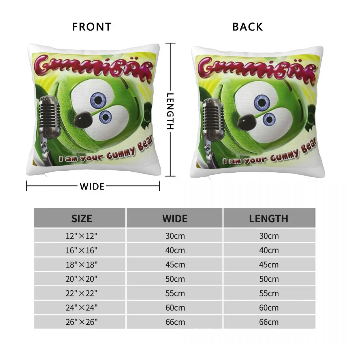 Gummibﾤr I Am Your Gummy Bear Pillowcase Polyester Linen Velvet Printed Zip Decorative Car Cushion Cover