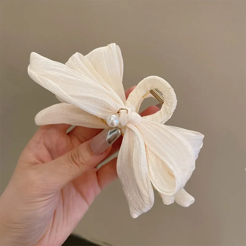 

Заколка для волос с сетчатым бантом для женщин, элегантный темперамент, большой зажим в виде акулы, модный зажим для волос для девочек, зажим для волос «конский хвост», заколка для Волос 집게 Adu11)