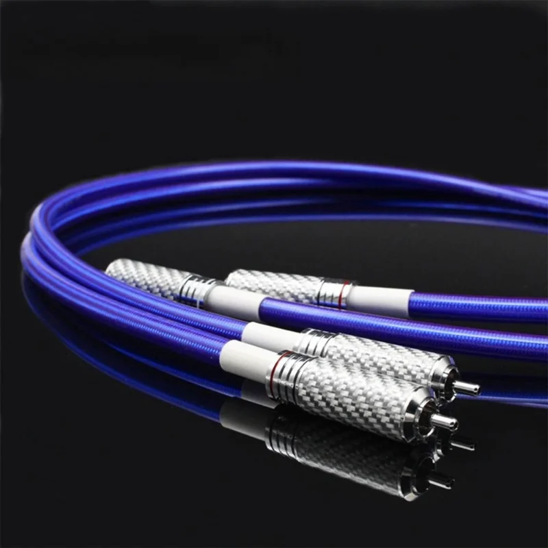 

Pair HIFI Single Crystal Copper Silver Plated RCA Interconnect Audio Cable DIY Rhodium Plating Plug