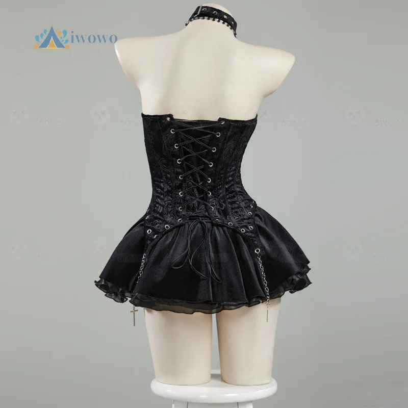 فستان نسائي من Miss Misa أزياء تنكرية من الساتان القوطي برباط علوي تنورة مشد مع جوارب شبكية طقم أكمام بدلات لعب الأدوار الأنيمي