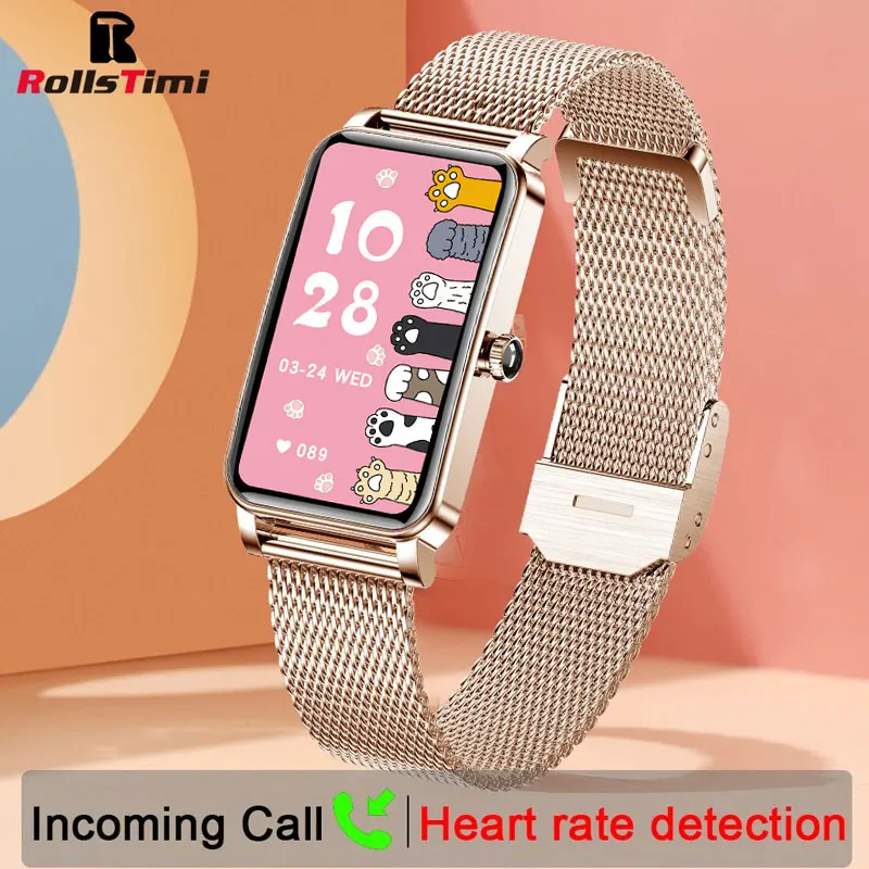 Gold Luxury Smart Watch Women Bluetooth Call Heart Rate Sleep Health Monitor Full Touch Smartwatch For Android IOS 2024 New