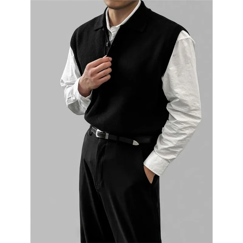 لون نقي Ne Svel محبوك سترة الرجال Sle ربيع الخريف الرجعية Busin الثقيلة السترة العصرية