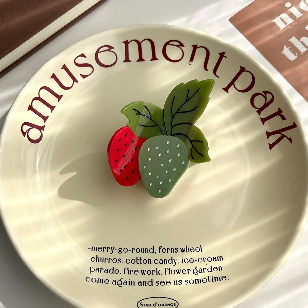 

Прекрасный сладкий клубничный ацетатный зажим для волос, нежный милый фруктовый ацетатный зажим для волос, заколки для волос, хвост, зажим в виде акулы для девочек