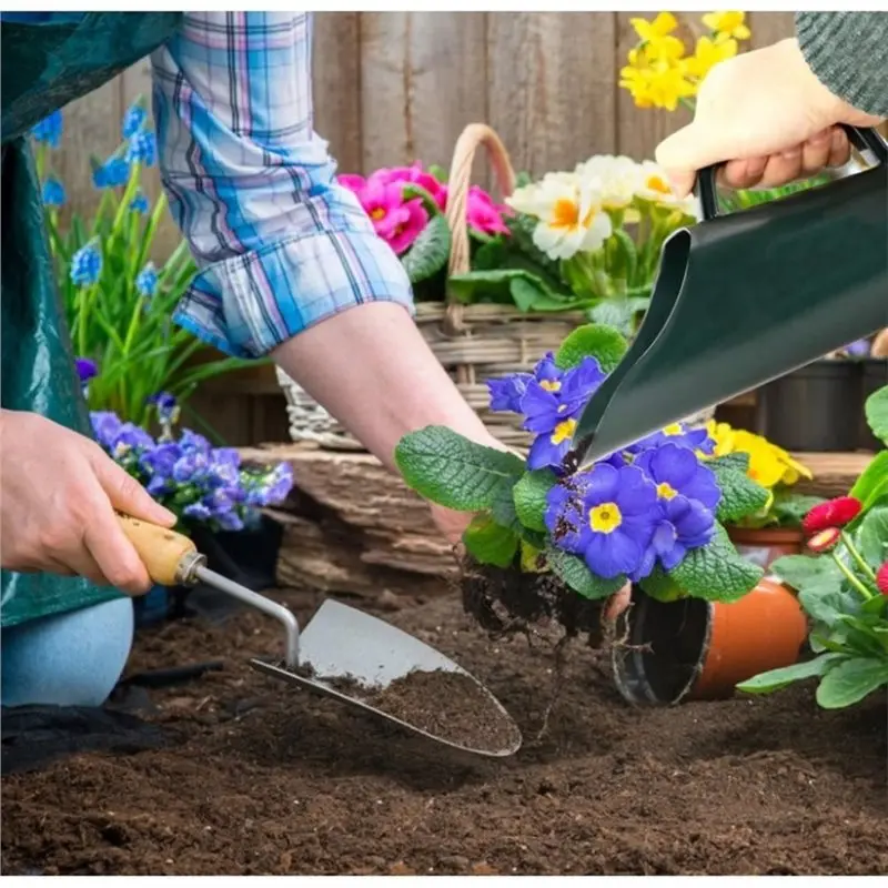 SHGO-Garden Shovel, Square Body Soil Scoop With Comfort Handle, Flat-Bottom With Fine Hole Multi-Purpose Shovel