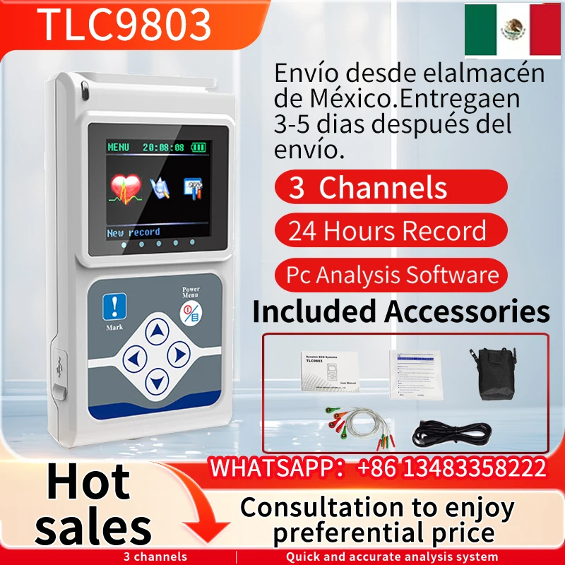 CONTEC-Sistema de Monitor de ECG dinámico, 3 canales, EKG Holter, TLC9803, TLC 9803