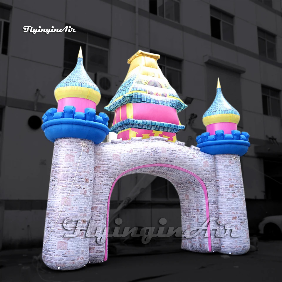 Outdoor Entrance Inflatable Castle Gate 6m Simulation Arch Air Blow Up Princess Arched Door For Anniversary