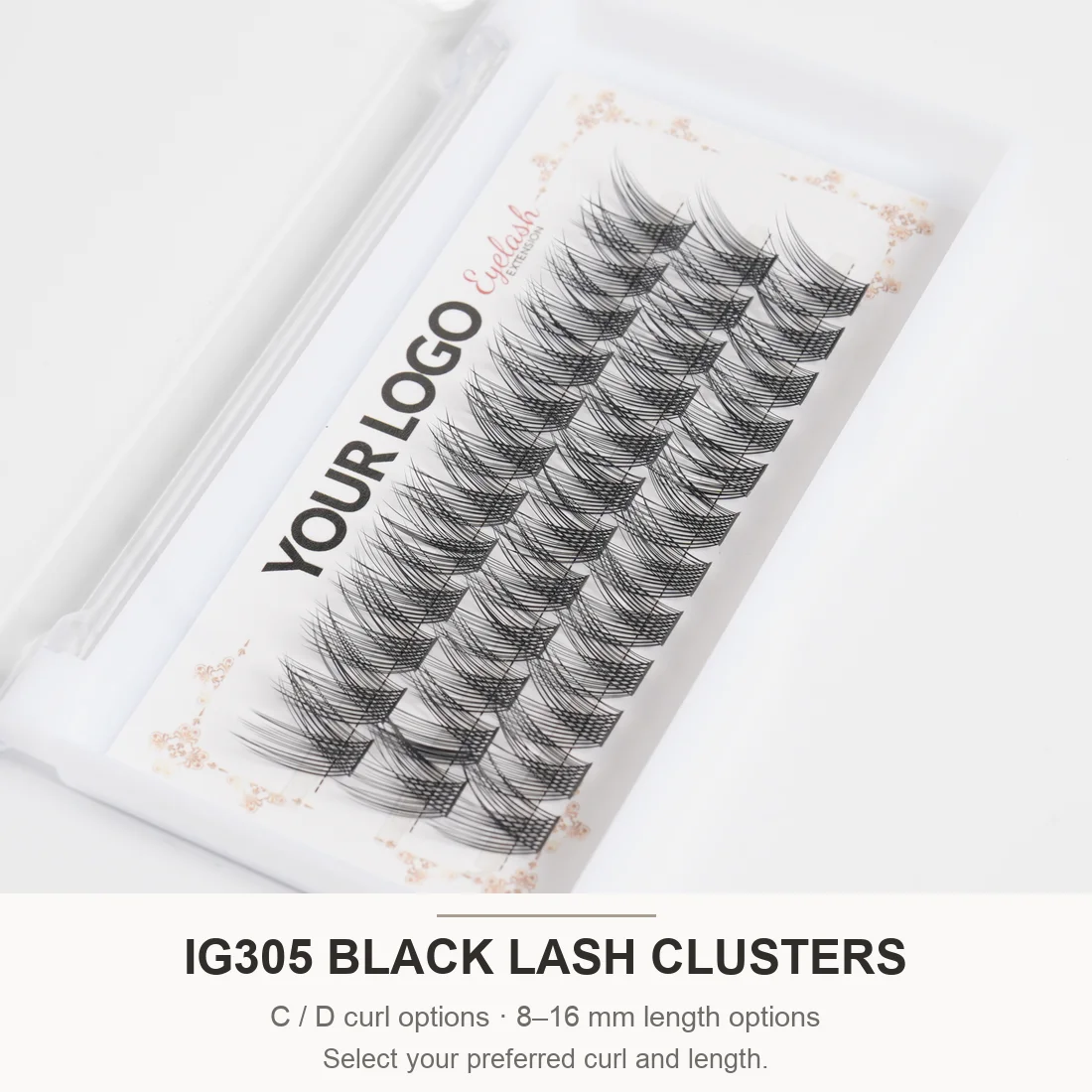 Schwarze IG01 DIY Cluster-Wimpern Selbstanbringung Wimpernverlängerungen Natürliche Zarte Falsche Wimpern OEM Private Label Maßgeschneiderte Wimpern – Detail 1