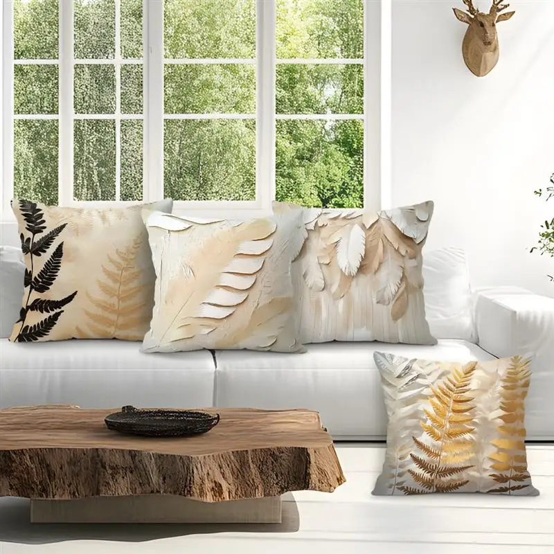 Texture Leaf Cushions Pillowcase Printed Polyester 45x45cm Throw Pillow Cover Decorative Sofa Bed Cushions Pillowslip Home Decor