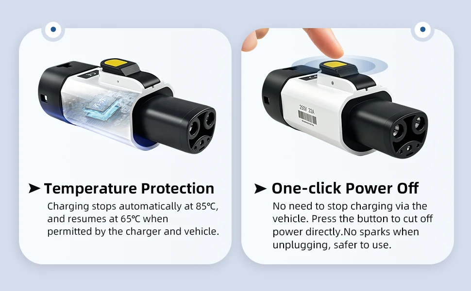 EVqiaoyi GB/T auf NACS EV-Adapter 32A 7KW GB/T EV-Adapter für Tesla EVs Konverter mit Temperaturregelung für schnelles, sicheres Laden – Detail 5
