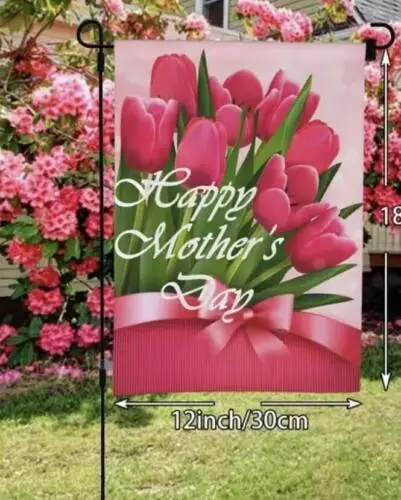 Happy Mother s Day Holiday Pink Tulips    Garden Flag NEW