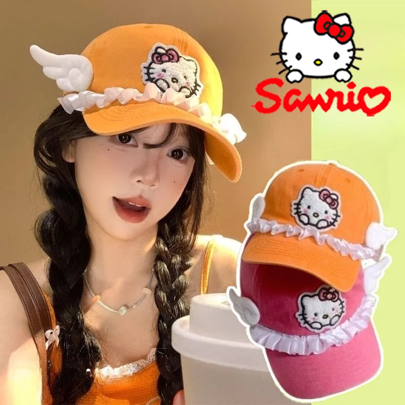 

Sanrio Hello Kitty Бейсбольная кепка с героями мультфильмов, модная женская летняя уличная солнцезащитная кепка с утиным языком, милая шляпа от солнца для девочек, подарки