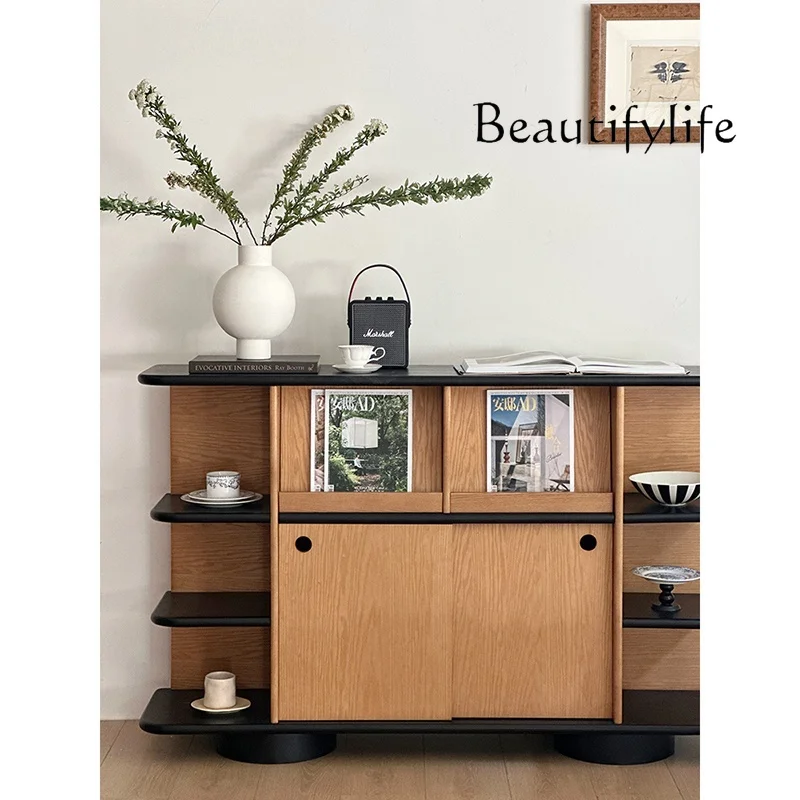 Modern light luxury simple side cabinet medieval retro art wall locker French minimalist coffee cabinet