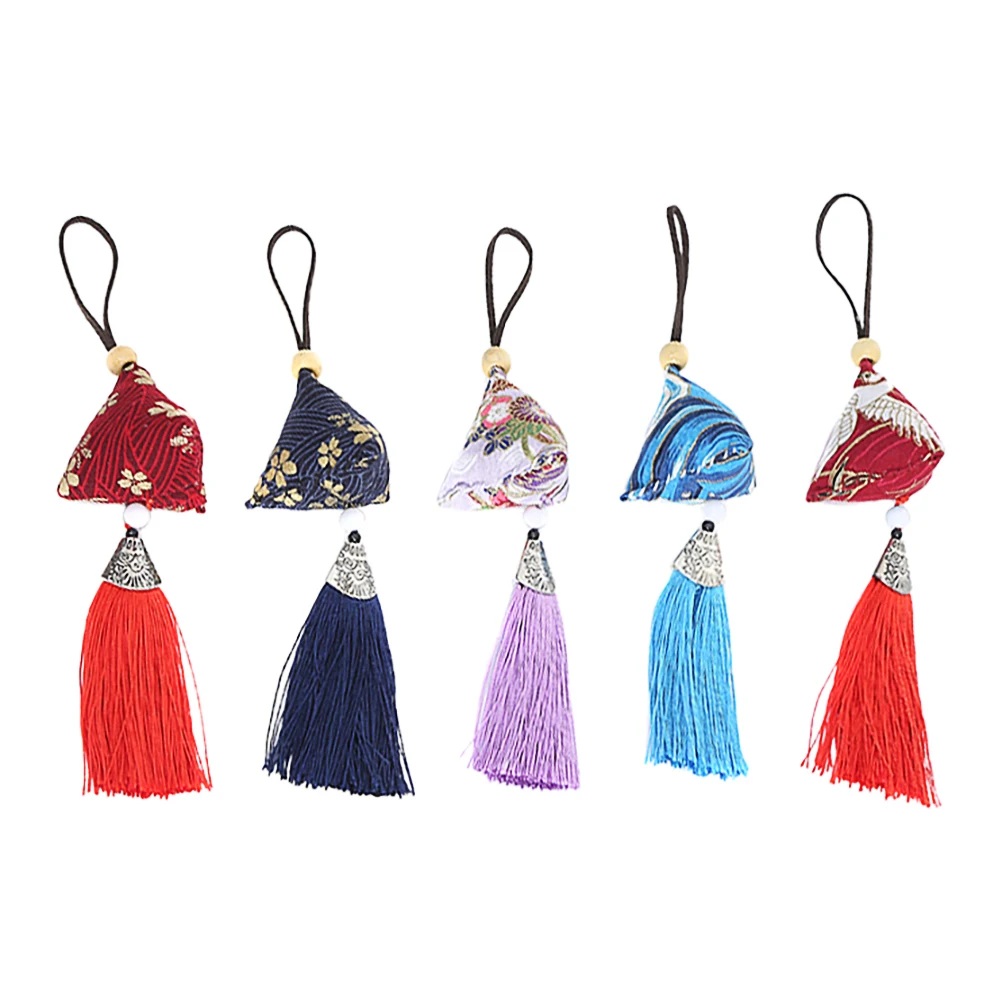Colgante de bendición de bolsita perfumada, hecho en H, estilo japonés, Material de especias de lavanda, accesorios de borla, almacenamiento colgante, 5 uds.