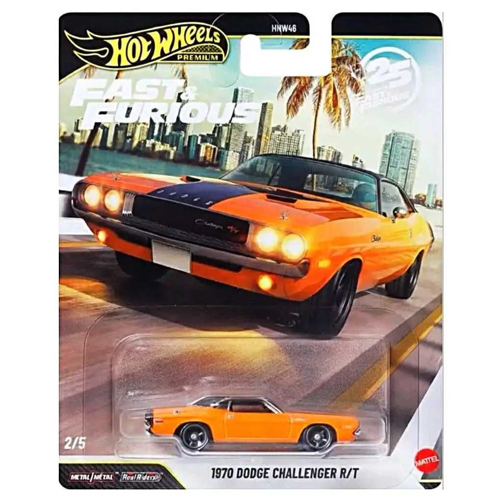 

Металлическая литая модель автомобиля Hot Wheels Fast & Furious 1970 DODGE CHALLENGER R/T в масштабе 1/64, HNW46