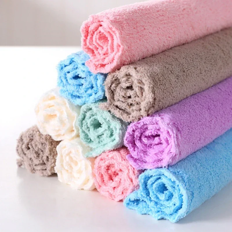 Children's High Density Coral Velvet Soft Towel Absorbent Face Hand Wiping Square Towel Absorbent Multi Purpose Square Towel