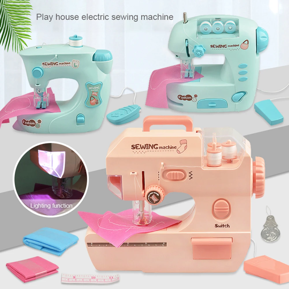 Children Electric LED Sewing Machine Toy Pretend Play DIY Manual Educational Toy Housekeeping Toys Housekeeping Toys Baby Gift