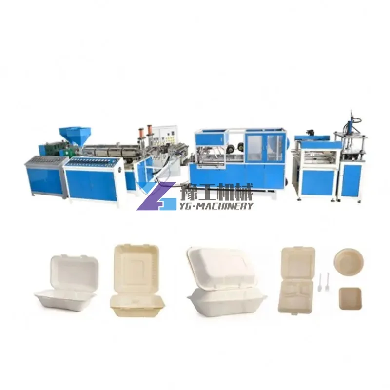 Disposable Biodegradable Sugarcane Bagasse Paper Tableware Making Machine Pulp Molding Machine Box Making Thermoforming