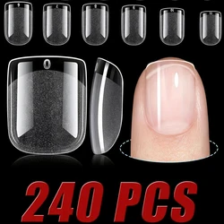 ARTAUG 240PCS Short Press On Nails Square White Gel Lucency Fake Nails Full Cover Fake Nail Set Press On Summer Cheap Nails