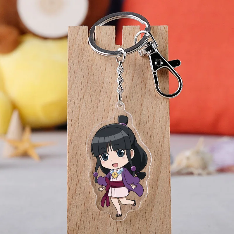 Anime Gyakuten Saiban Ace Keychain Cartoon Figure Attorney Acrylic Pendent Keyring Wholesale