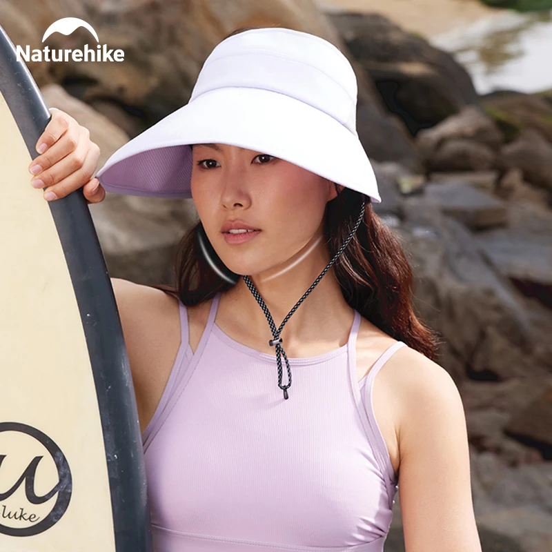 Naturehike Summer Wide Brim Hats Women Outdoor UV Anti Protection Sun Visors Foldable Adjustable Fishing Hiking Sunscreen Cap