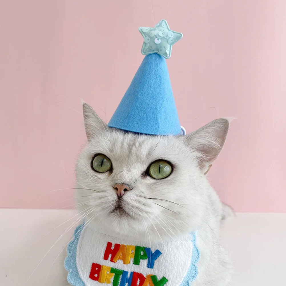 

Pet Birthday Bib Hat Set Dog Accessories Costume Party Decoration Bandana Outfit for Cats Comfortable Unique Photo Prop Gifting