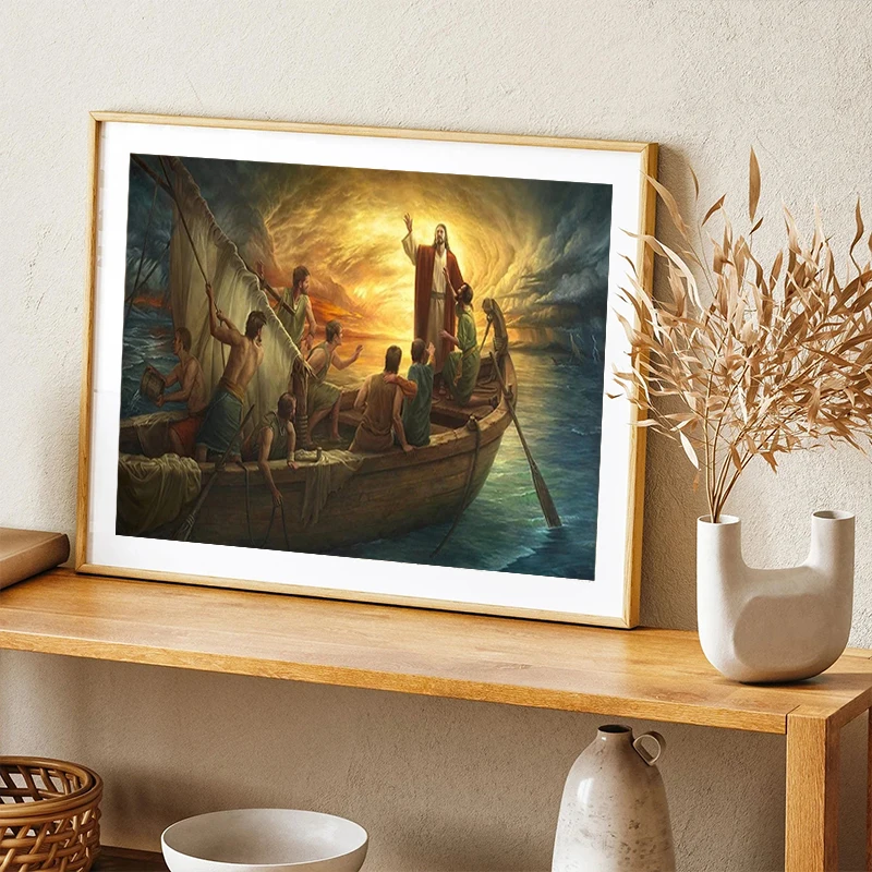 المسيحية الله يسوع الراعي المسيح المعتقد الإيمان قماش اللوحة امرأة سامريتان الملصقات يطبع جدار صورة فنية ديكور #4