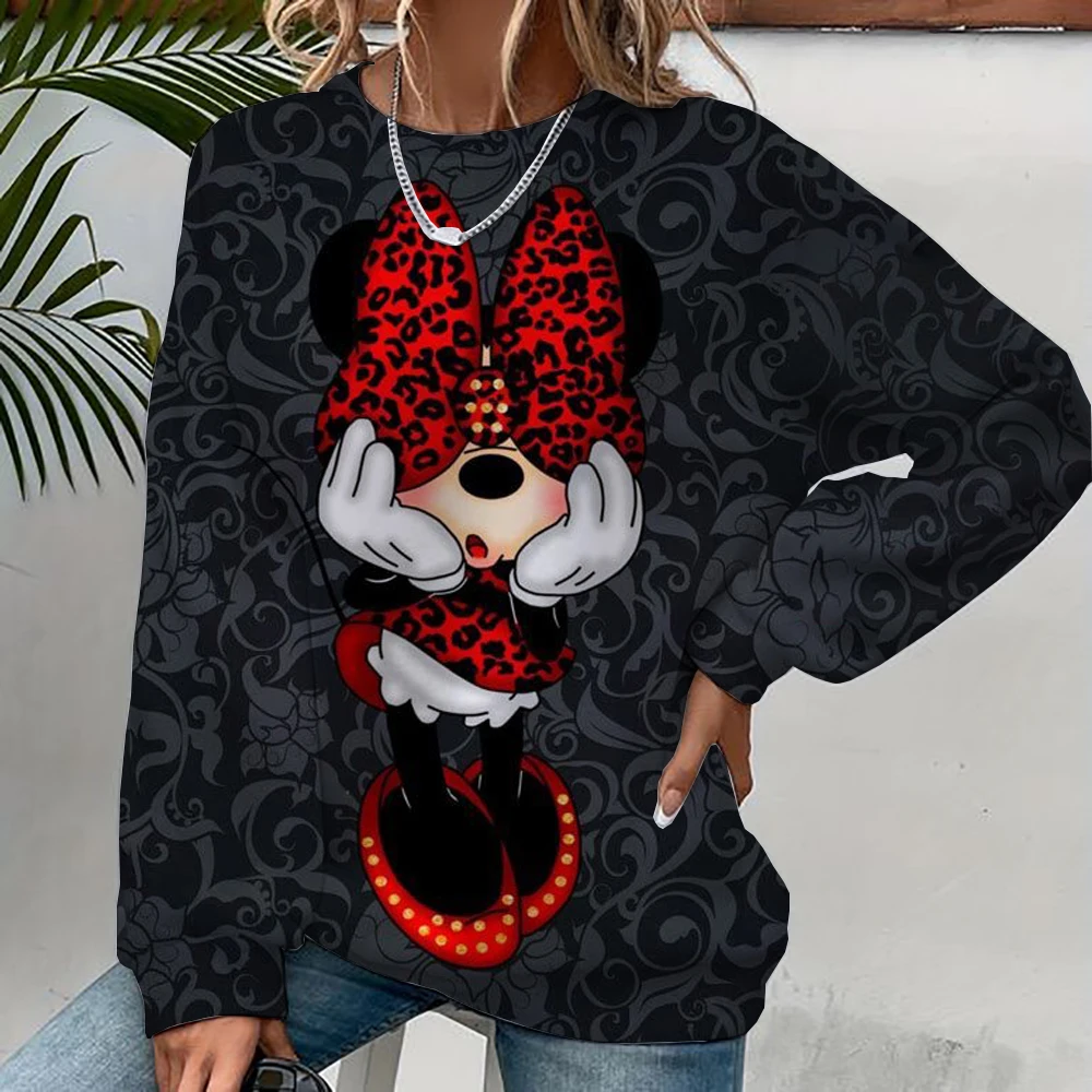 Ropa deportiva informal urbana para mujer con capucha con estampado de dibujos animados de Mickey Mouse, suéter suelto y suave, sudadera de lana con