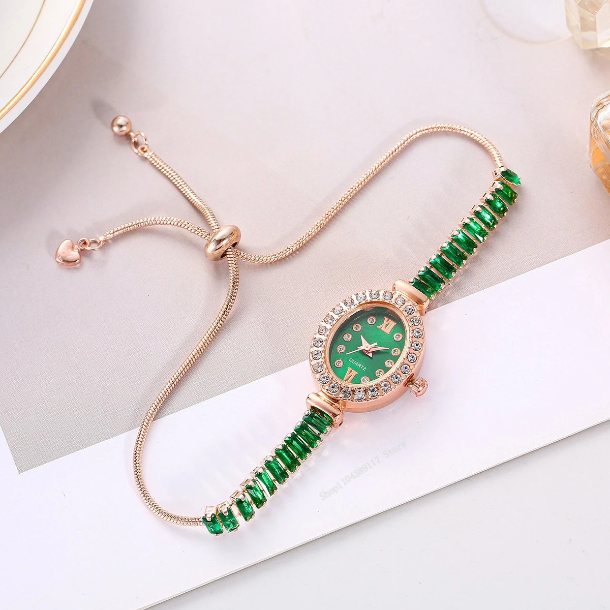 Роскошные женские часы со стразами из розового золота, модные женские кварцевые наручные часы, элегантные женские часы, комплект, подарочный регулируемый браслет