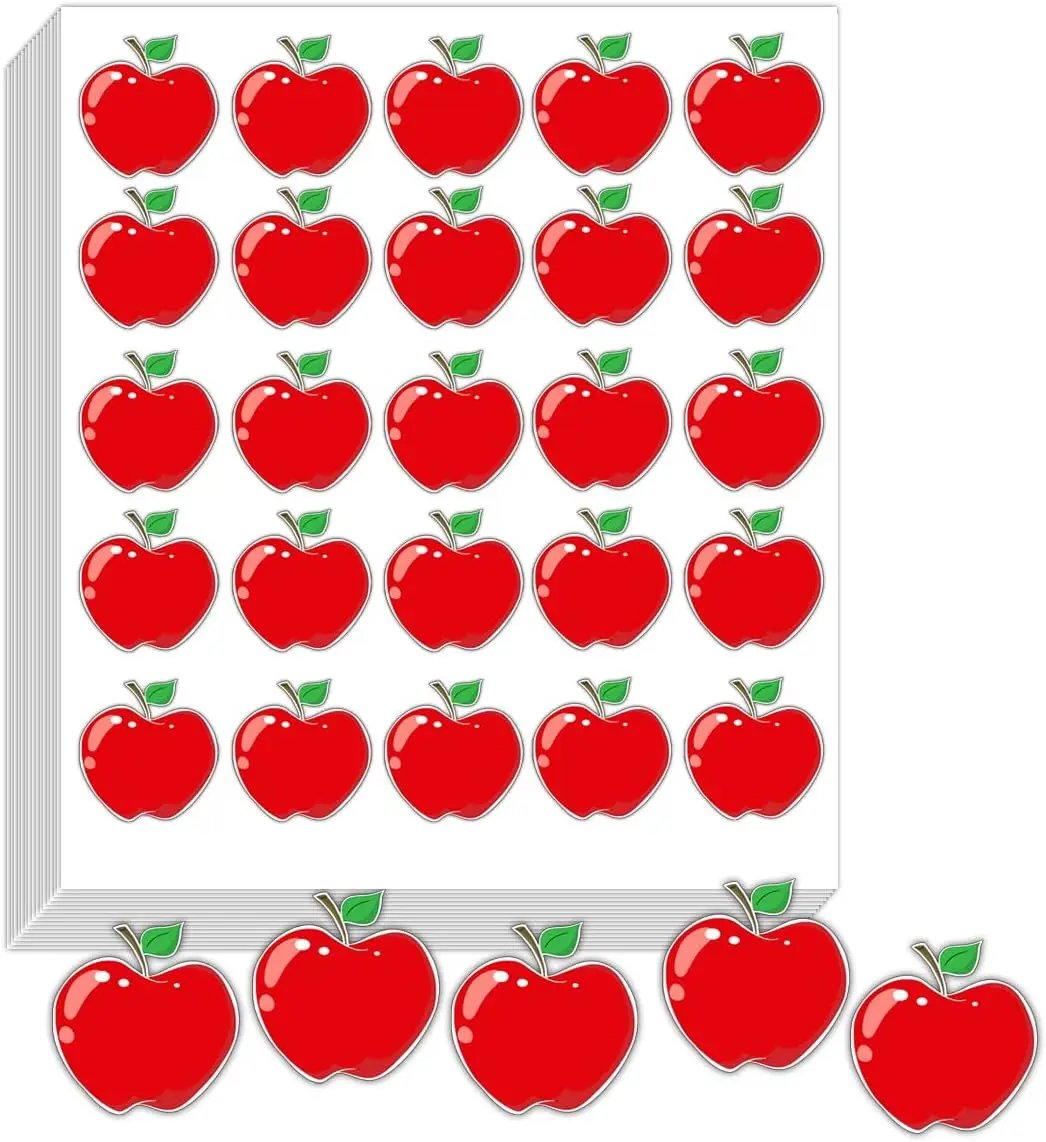 1 Inch Mini Apple Shape Stickers Red Cute Fruit Design for Teachers Reward Kids School Incentives Fall Classroom Decor
