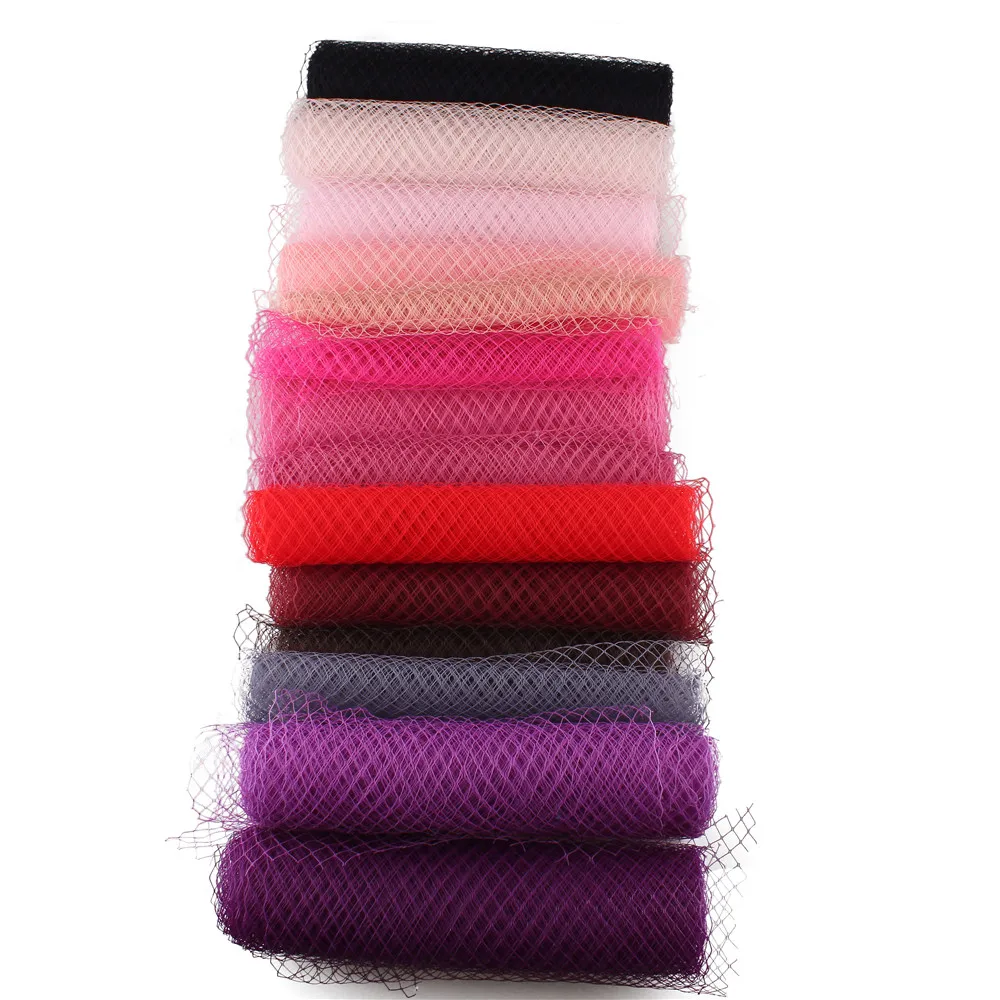 25CM Birdcage Veil Red Fascinators Veiling Millinery Hats Bridal Netting Children Hand DIY Hair Accessories Decor 1Meter/Lot