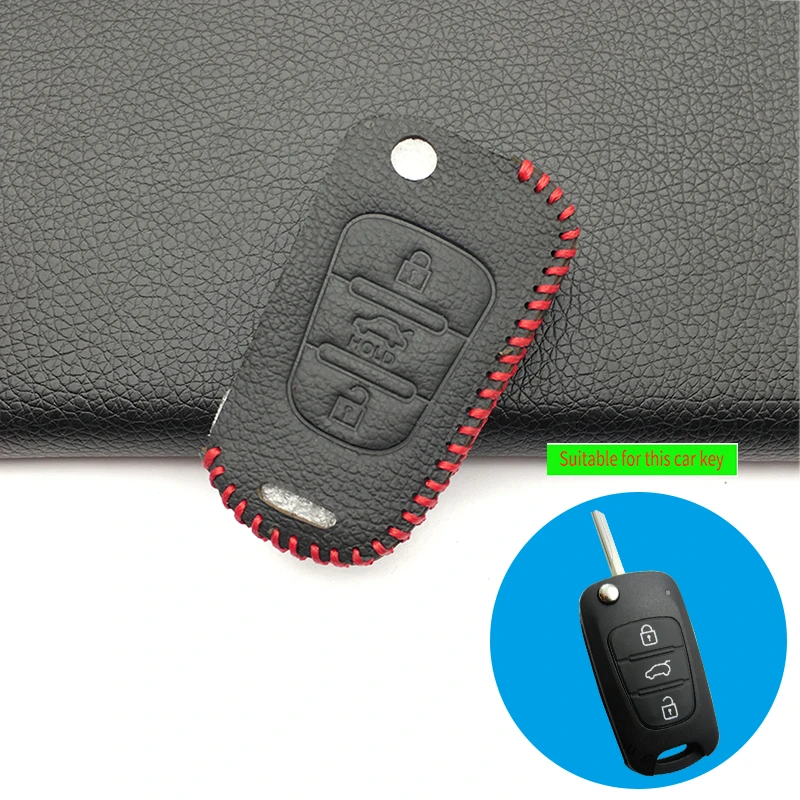 Alta qualidade 3 botões remoto flip capa de couro chave fob para hyundai i20 i30 para kia k2 k5 pro ceed i40 santa capa chave do carro