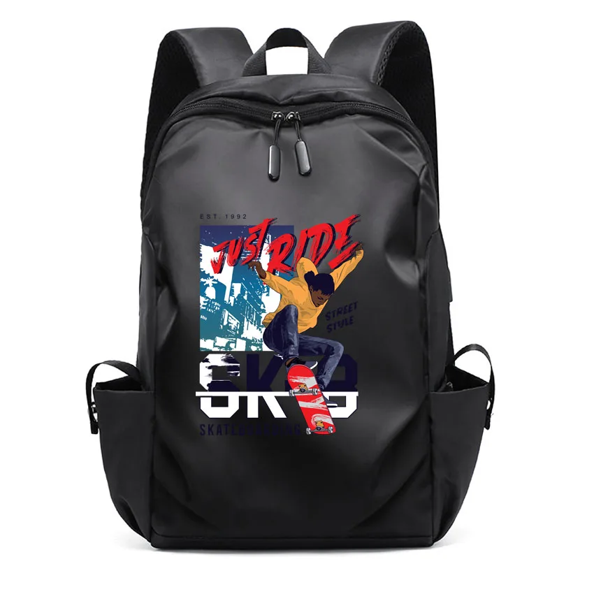 

Женский и мужской деловой рюкзак большой емкости для ноутбука, водонепроницаемый расширяемый USB школьный рюкзак, скейтборд, спортивный рюкзак с принтом