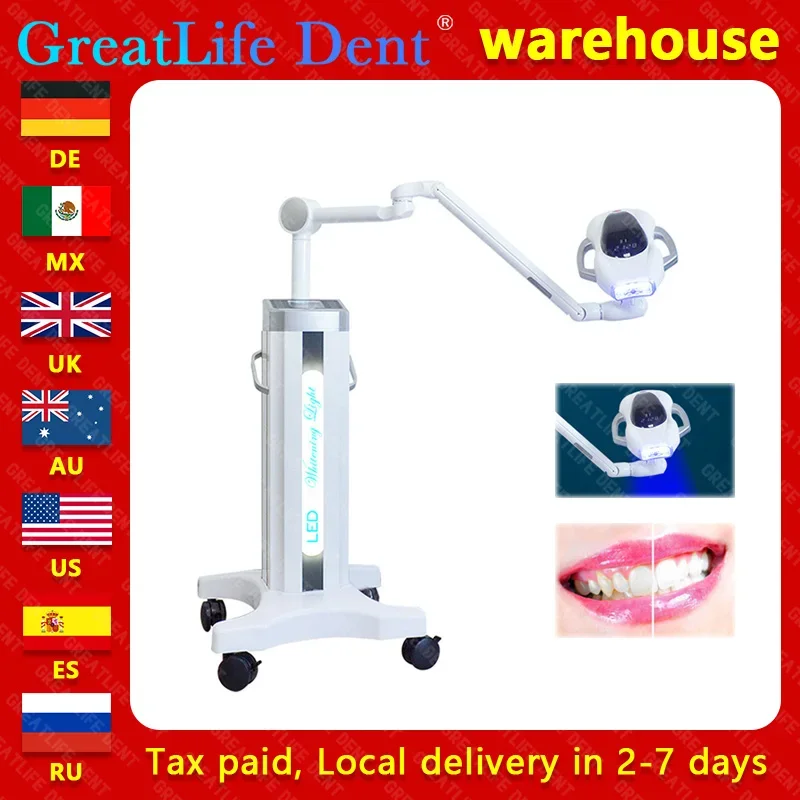 GreatLife Dent 60W blanqueamiento Dental para salón máquina de lejía Dental Led azul con 12 Uds luz azul fría y función de Control de Sensor