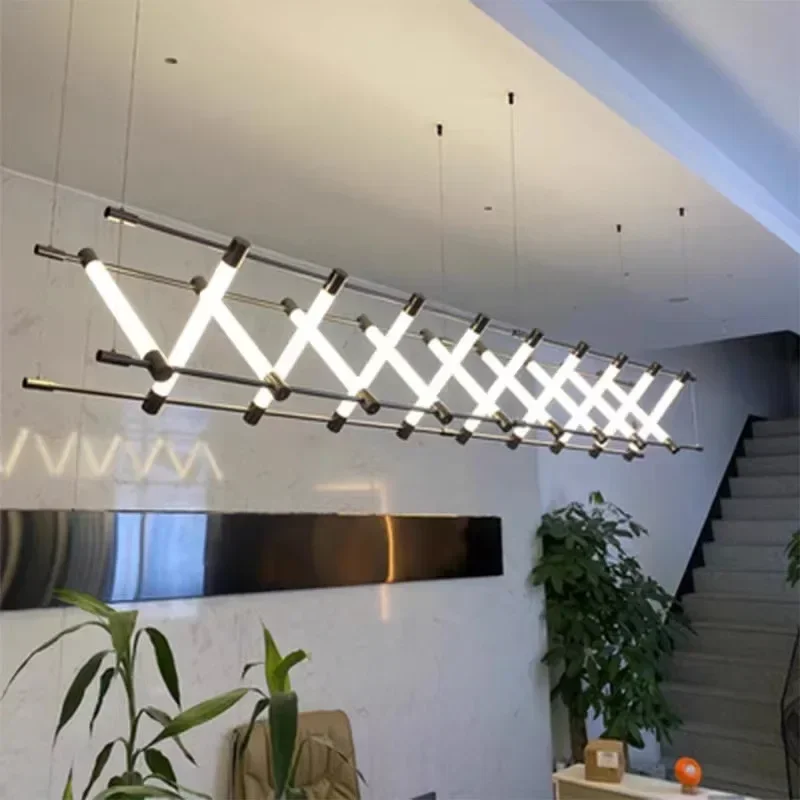 Nordic Minimalist Modern Strip Mazar Silver Gold Dining Room Living Room Combination Center Kitchen Chandelier Decorative Jig image 3