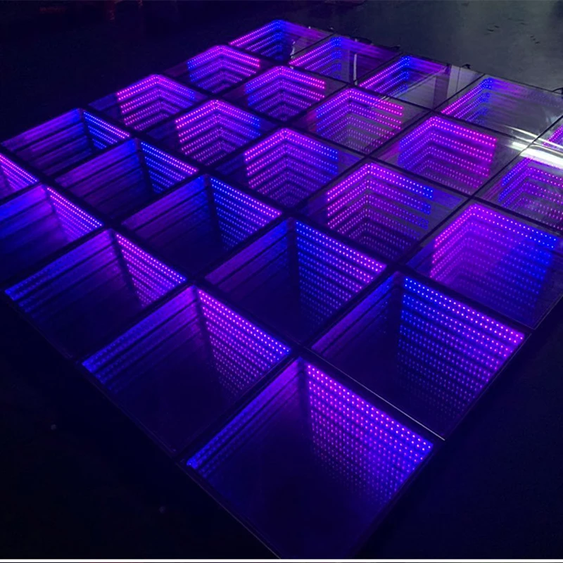 Sailwin-Dance Floor LED portátil para casamento, Dance Floor 3D interativo, espelho infinito, luz LED com fio