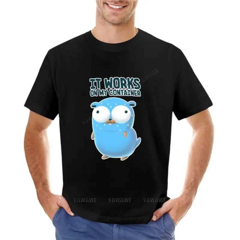 man t-shirt o-neck top teeshirt Golang works on my container T-Shirt summer shirt Oversized t-shirt mens t shirt graphic