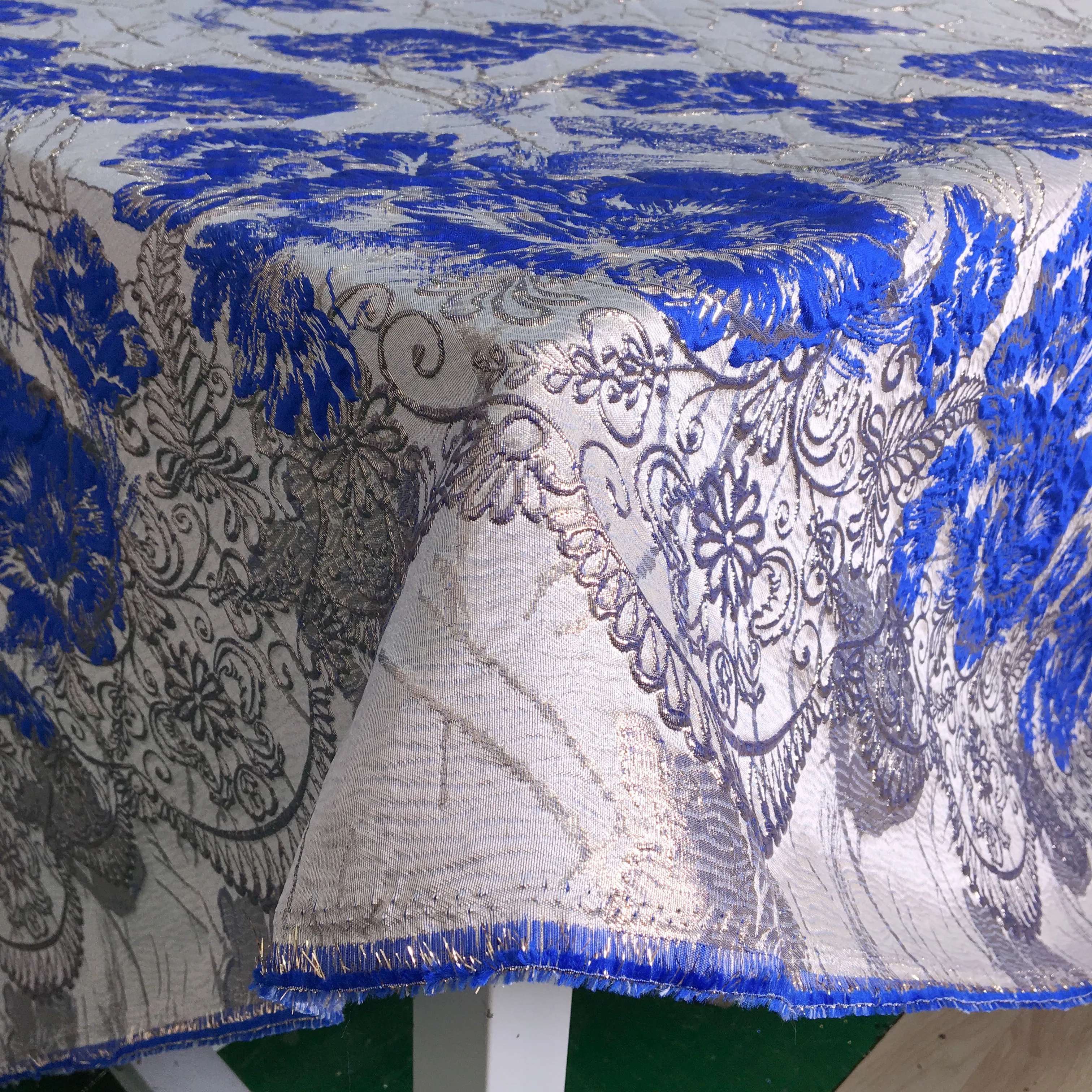 African Brocade Damask Lace Fabric 2024 High Quality 5 Yards Gilding Nigerian Jacquard Lace Fabric French Dress for Women A3983