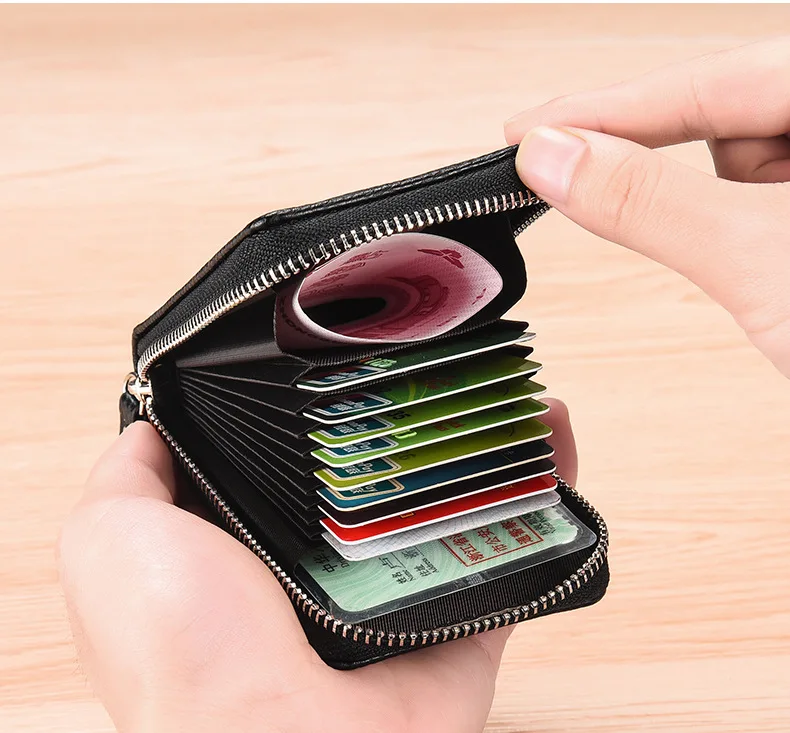 Kurze Kartenhülle für Bankkarten und Visitenkarten, Koreanische Edition, Tragbare Handtasche mit Reißverschluss und Clip, Vertikaler Kartenhalter – Detail 11