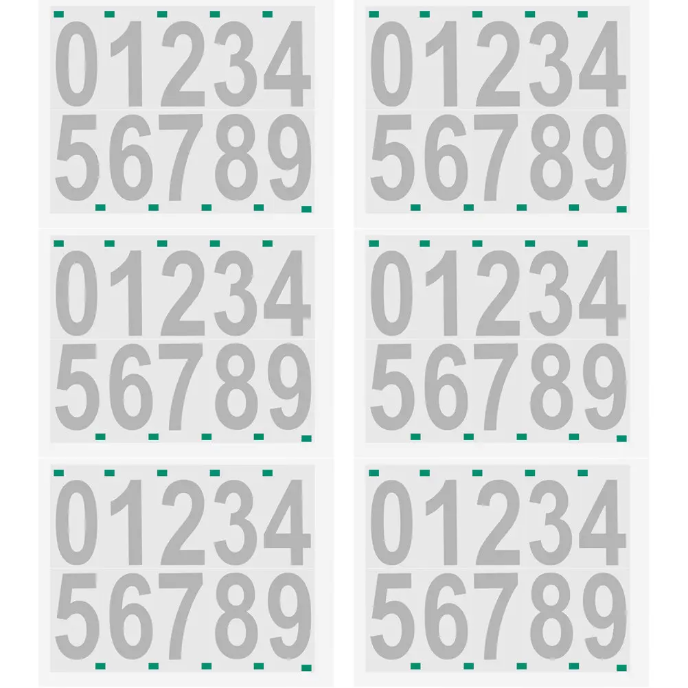 

6 листов больших самоклеящихся номерных наклеек 0-9, прозрачные светоотражающие виниловые номера для почтовых ящиков, для наружной маркировки адреса дома, декоративные наклейки
