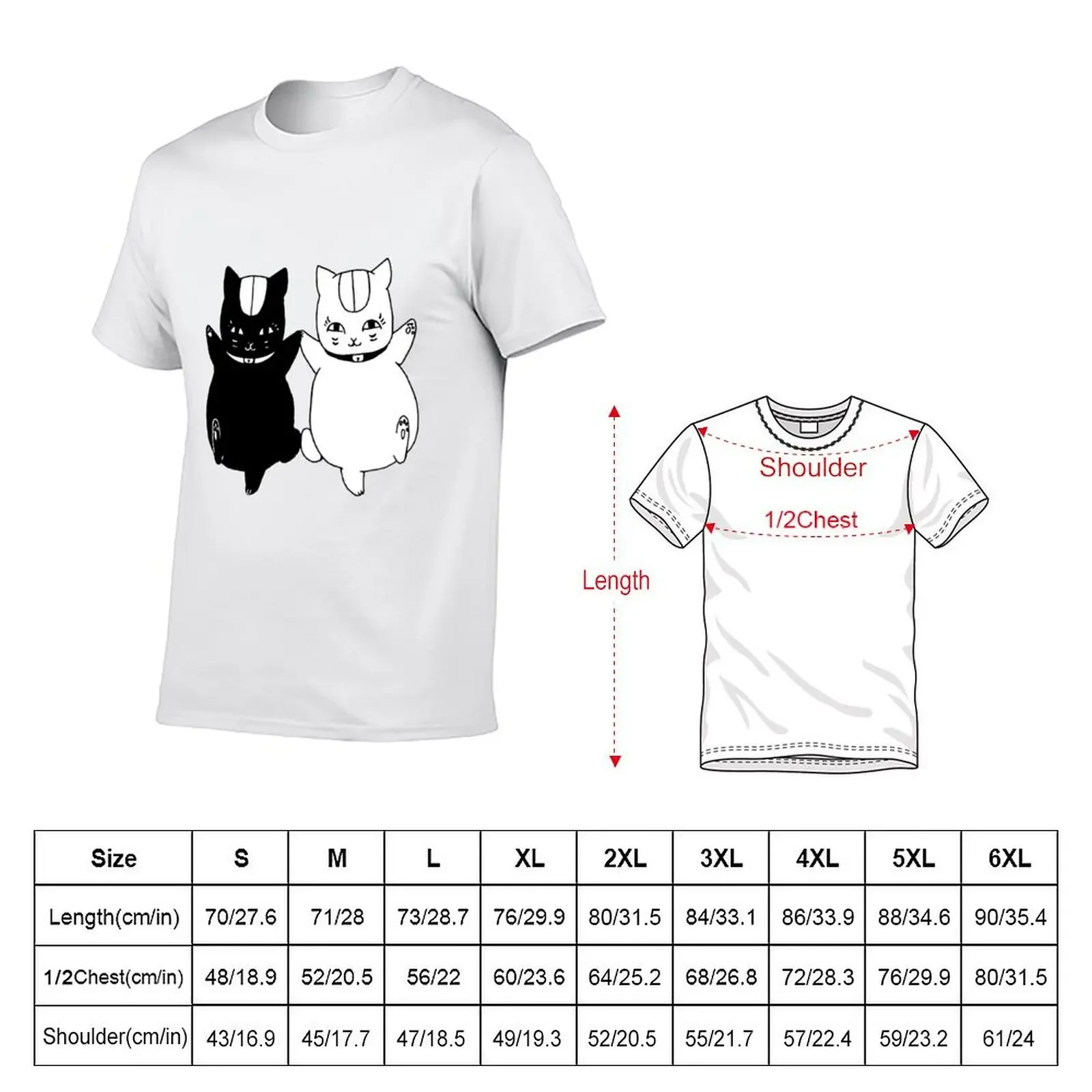 Nyanko Sensei and Nisenyanko T-Shirt vintage plus size tops korean fashion oversized t shirt men