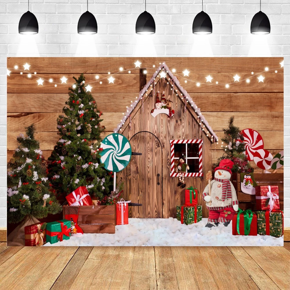 Christmas Photography Backdrops Winter Window Fireplace Xmas Santa Gifts Trees Baby Family Portrait Home Party Photo Background