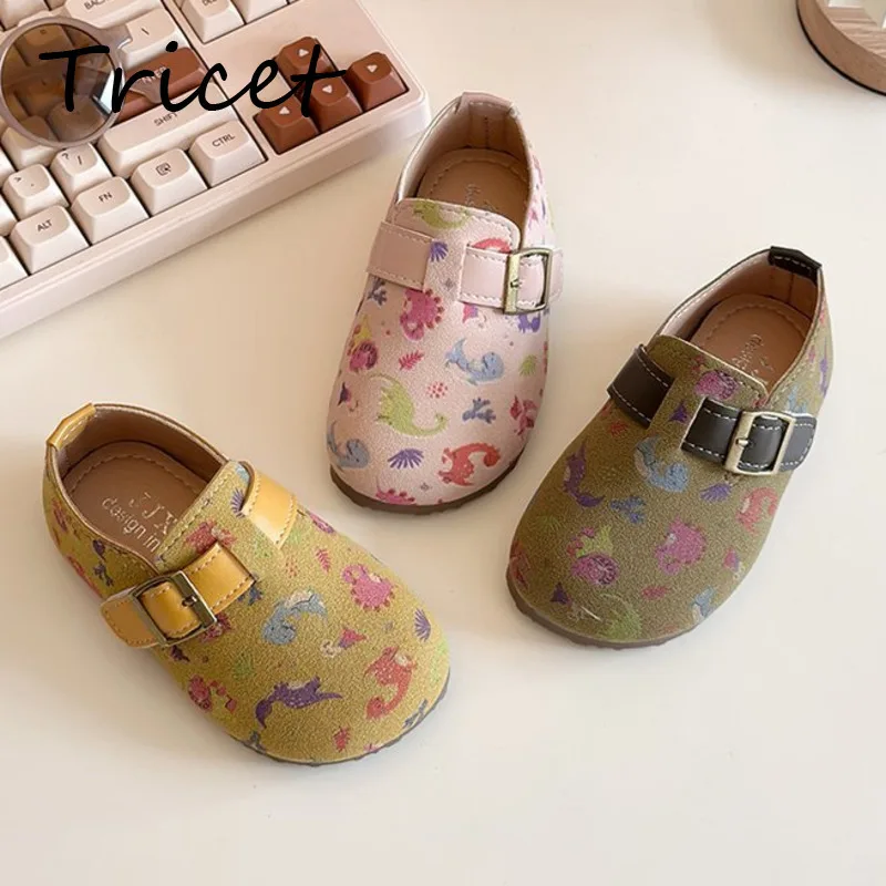 

Cartoon Children Casual Shoes Dinosaur Printed Toddler Girls Boys Flats Shoes PU Hook Loop Non Slip Kids Outdoor Fashion Shoes